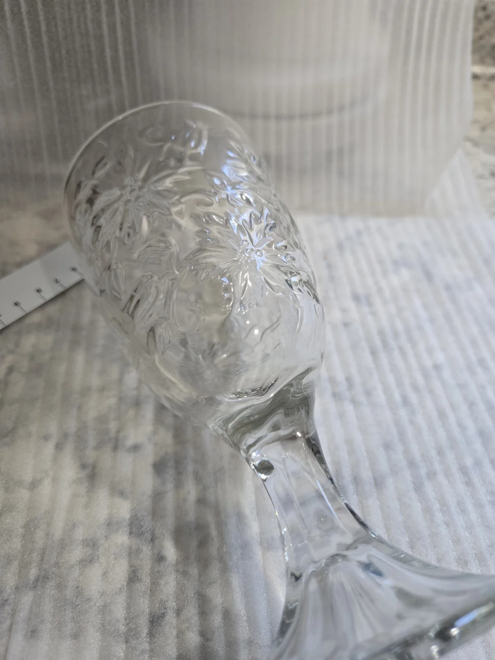 Princess House Clear Embossed Glass Goblet - Elegant Floral Pattern